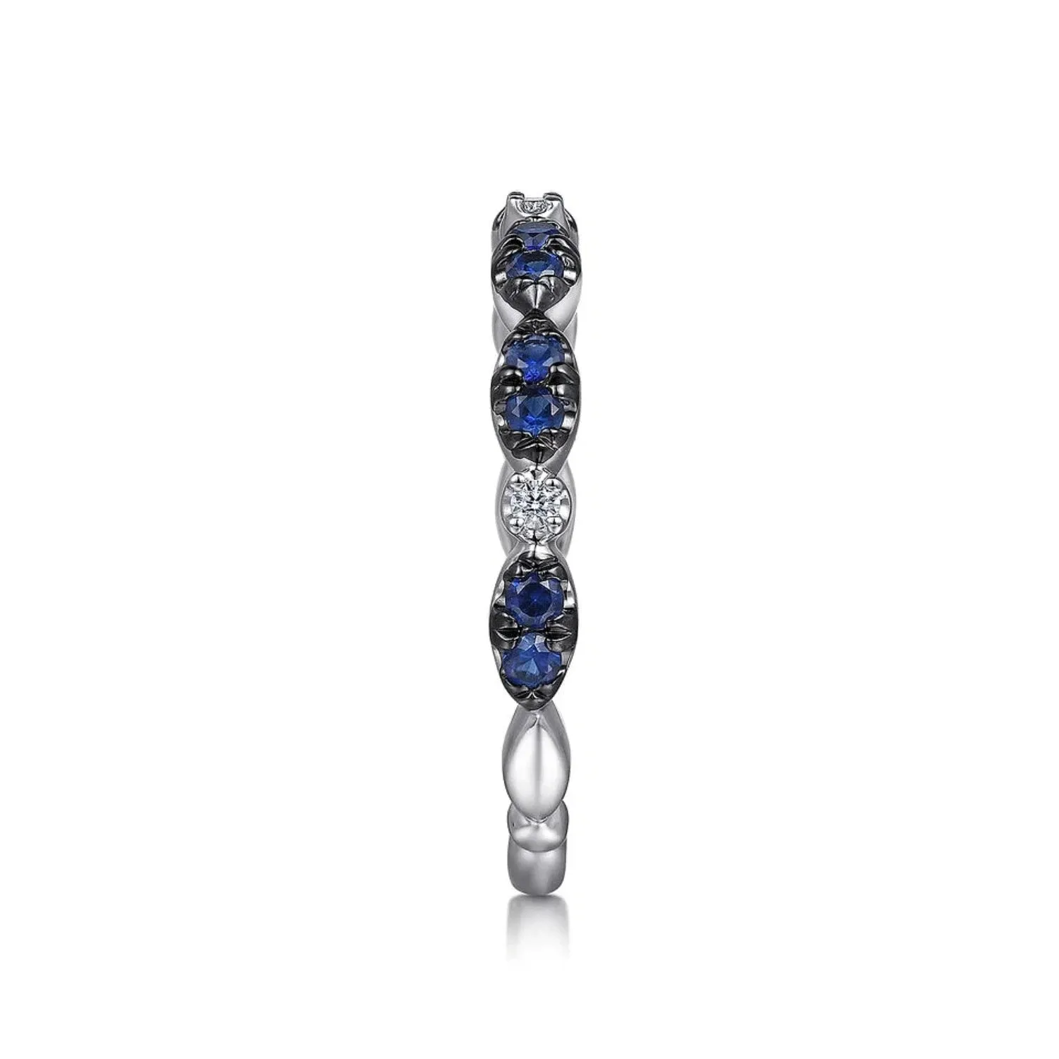 Gabriel & Co. Black Rhodium Diamond and Blue Sapphire Ring