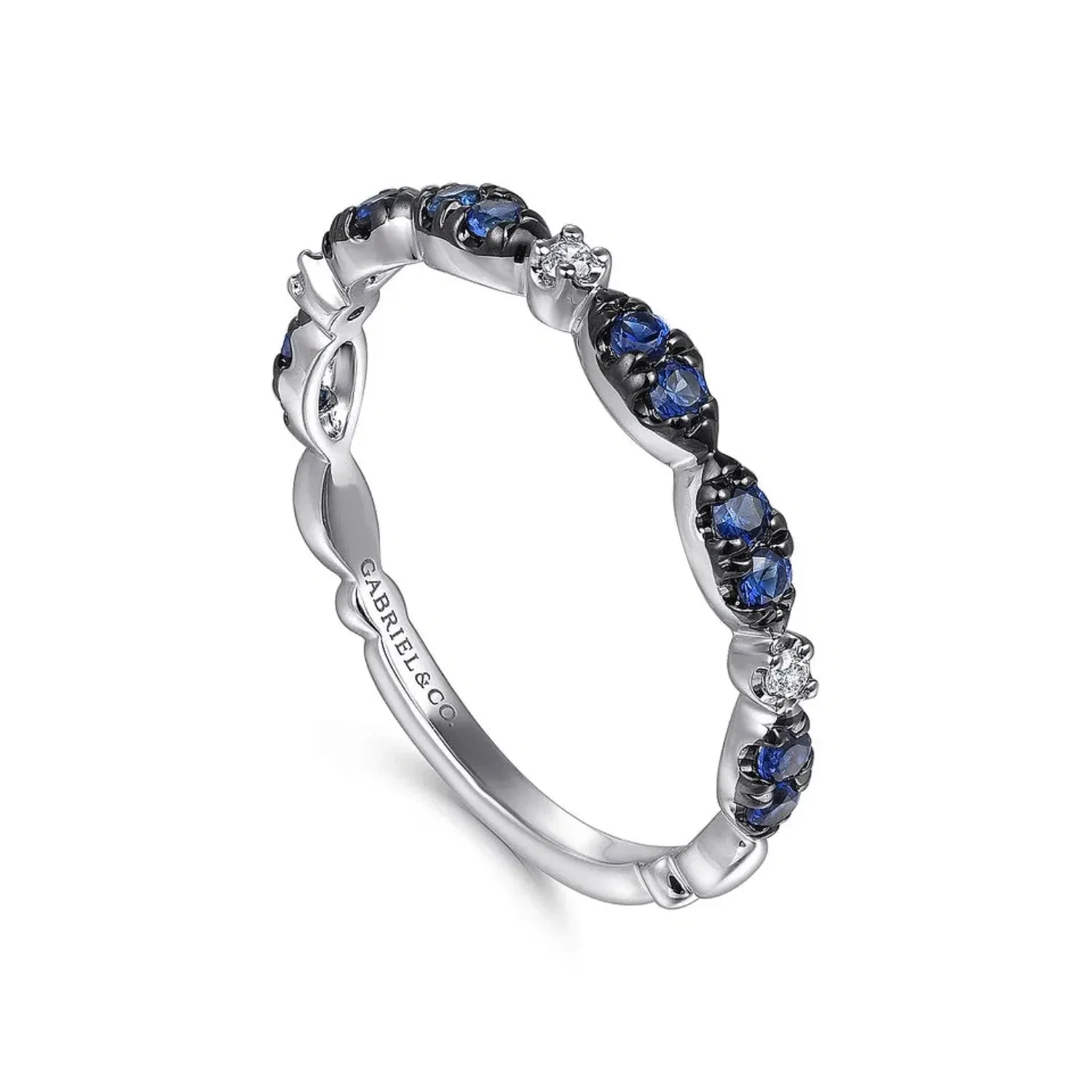 Gabriel & Co. Black Rhodium Diamond and Blue Sapphire Ring