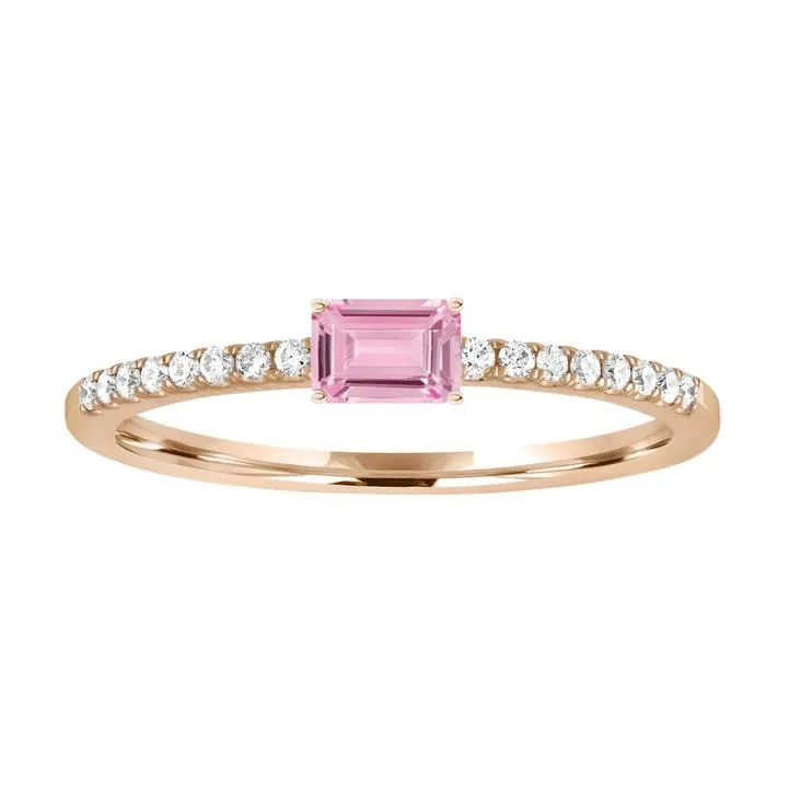 Gemstone Solitaire Diamond Band Ring