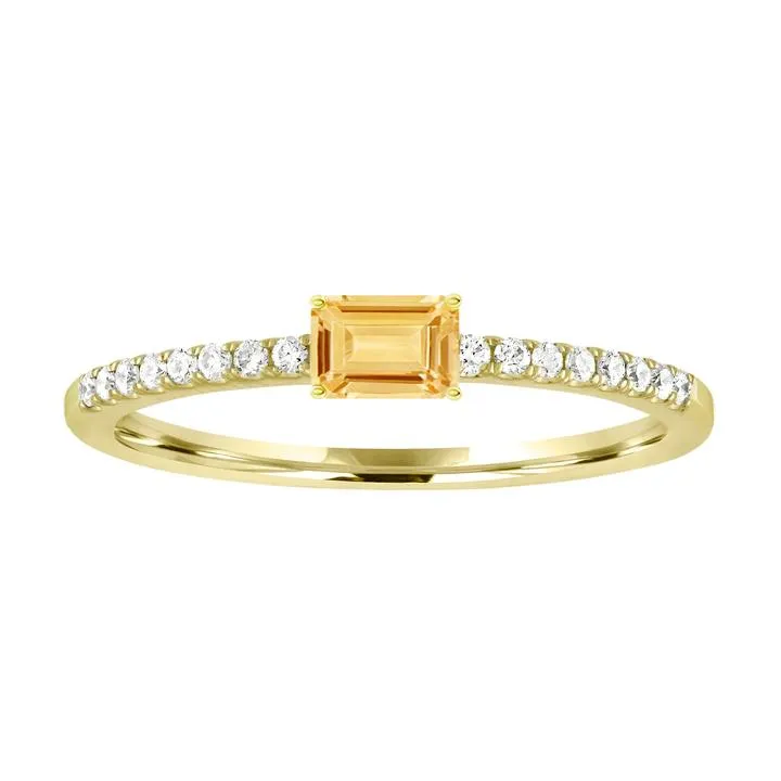 Gemstone Solitaire Diamond Band Ring