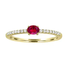 Gemstone Solitaire Diamond Band Ring