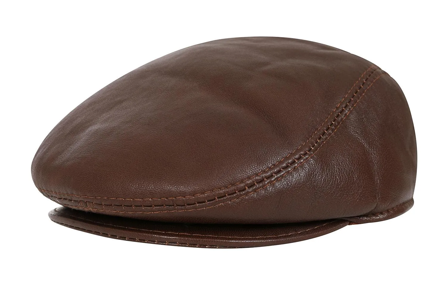 Genuine Brown Leather Grandad Flat Cap