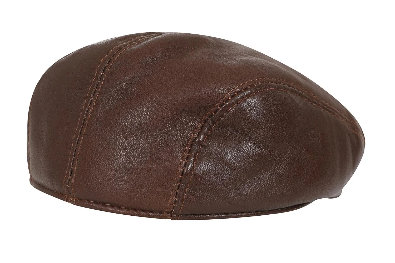 Genuine Brown Leather Grandad Flat Cap