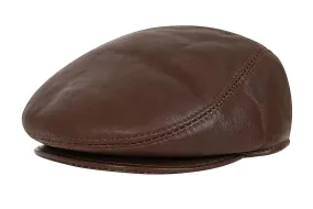 Genuine Brown Leather Grandad Flat Cap