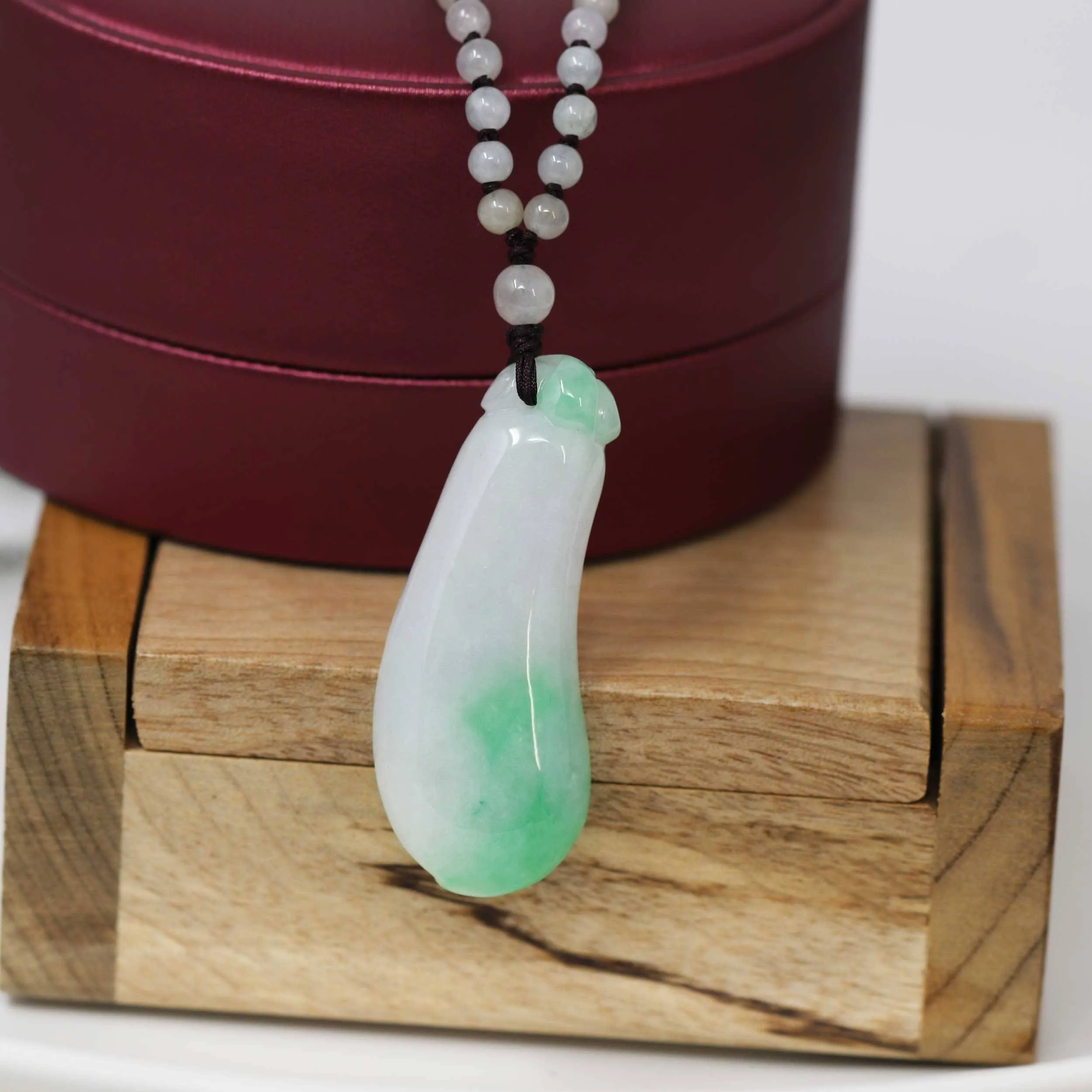 Genuine Green Jadeite Jade Good Luck Pea Necklace