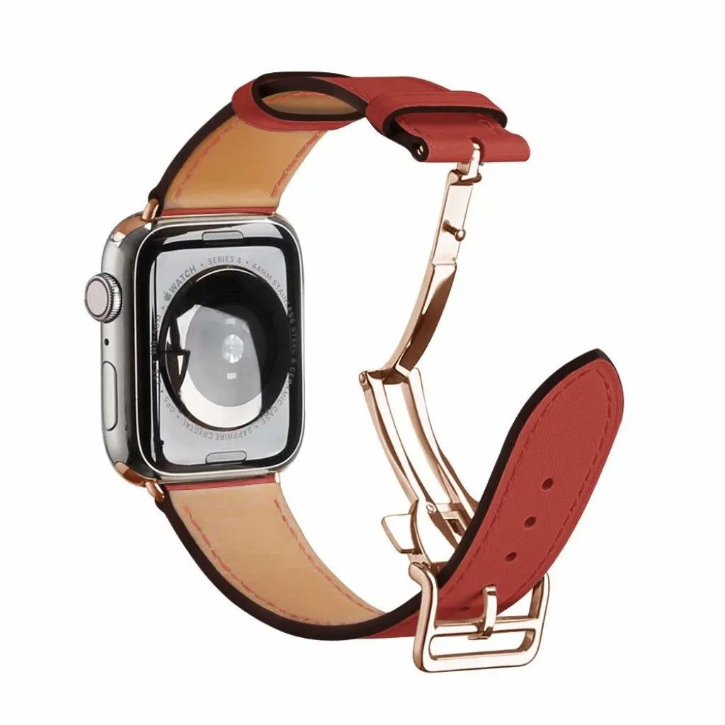 Genuine leather rose gold buckle watch band for Apple Watch Series 6 / 5 40mm - Camellia