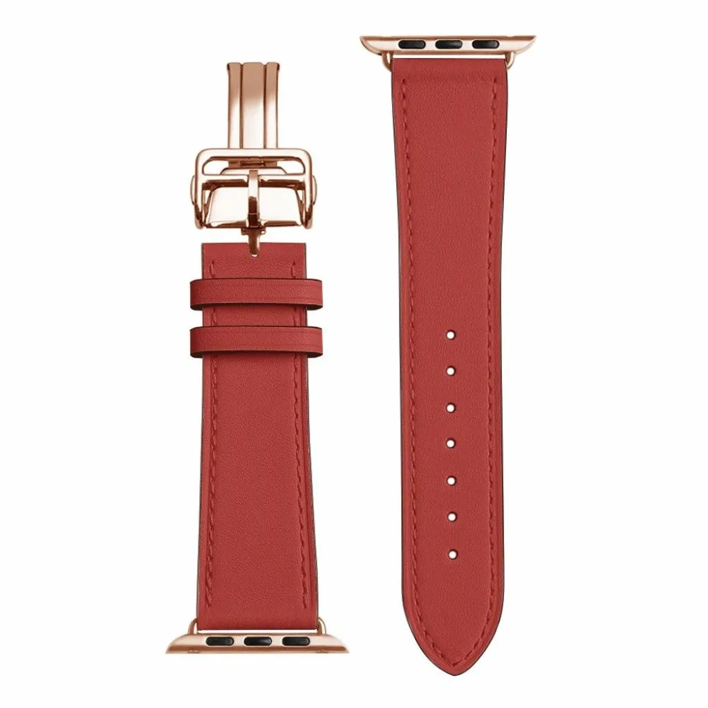 Genuine leather rose gold buckle watch band for Apple Watch Series 6 / 5 40mm - Camellia