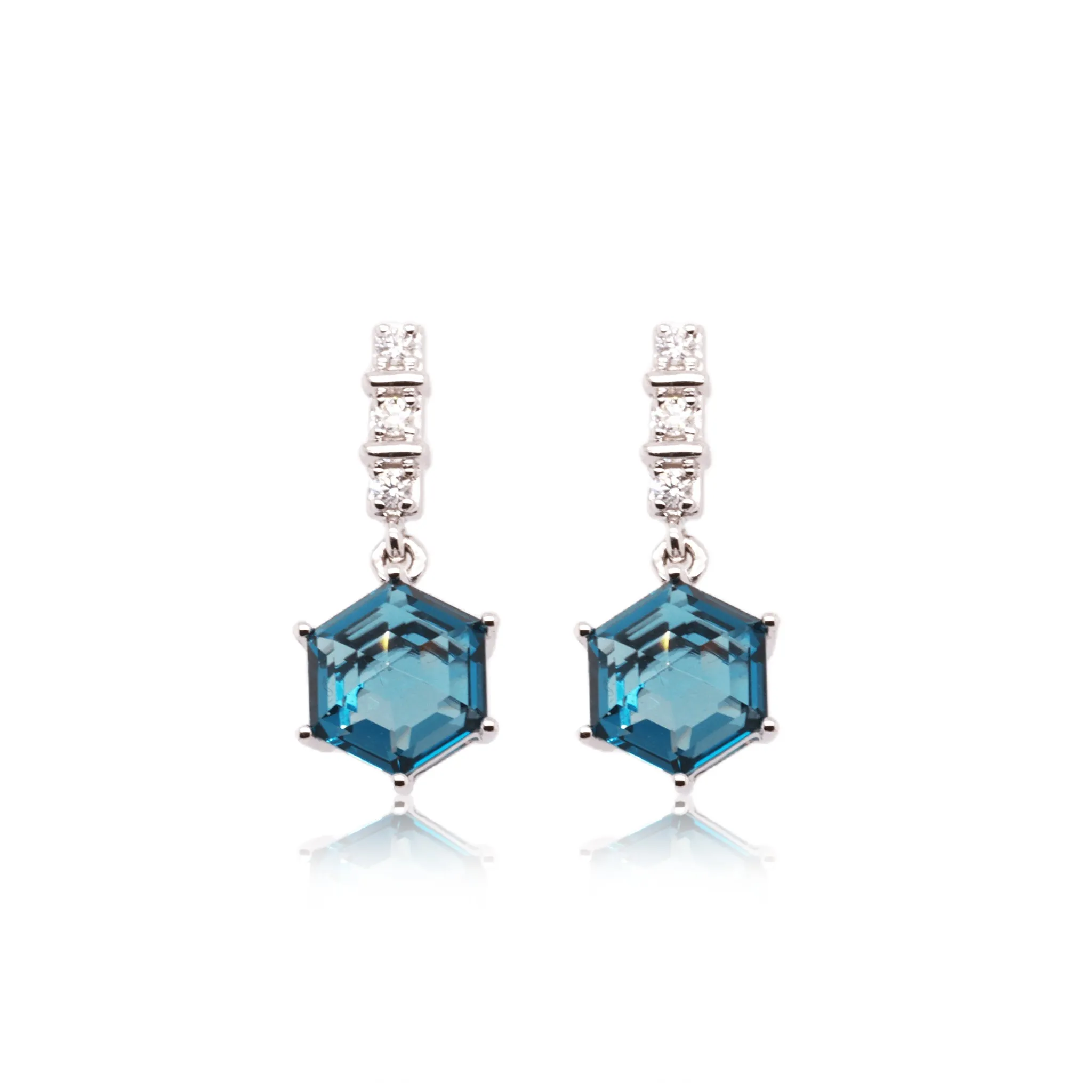 Geometric London Blue Topaz Earrings