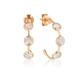 Georgini Kiklo White Topaz Rose Gold Hoop Earrings