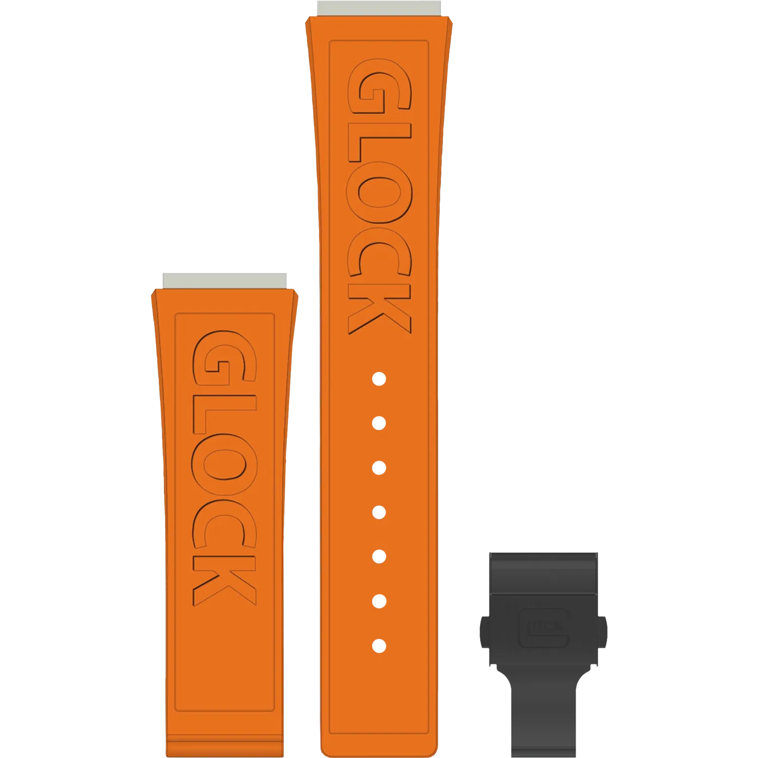 Glock Silicone Watch Strap: Orange Logo with Black Clasp 24mm