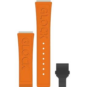 Glock Silicone Watch Strap: Orange Logo with Black Clasp 24mm