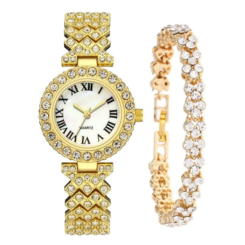 Goddess Bracelet Watch Rose Gold Diamond Quartz Watch Female Roman Diamond Women's Watch