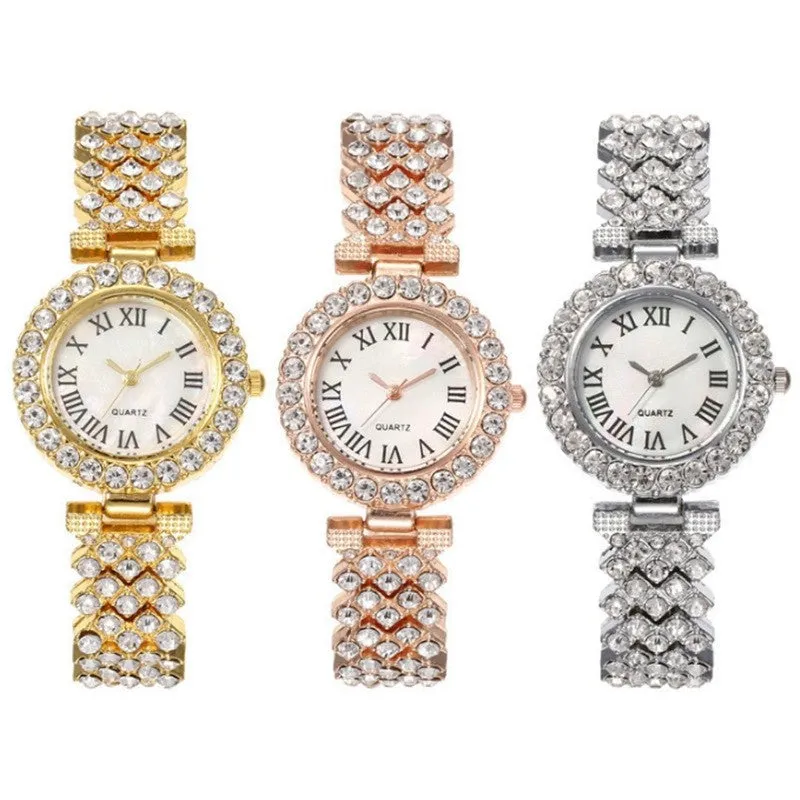 Goddess Bracelet Watch Rose Gold Diamond Quartz Watch Female Roman Diamond Women's Watch