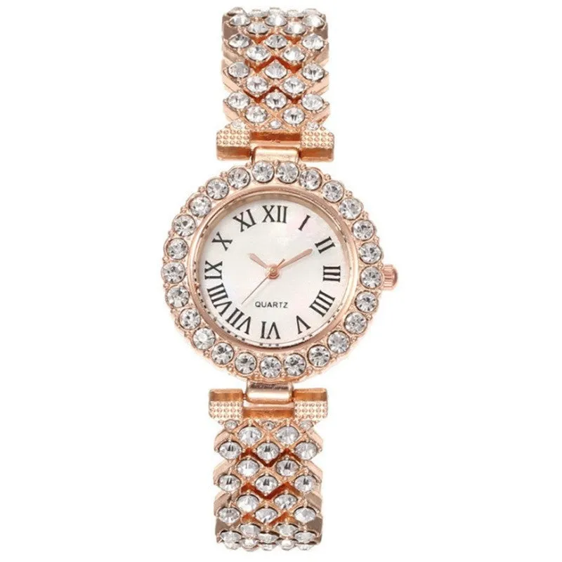 Goddess Bracelet Watch Rose Gold Diamond Quartz Watch Female Roman Diamond Women's Watch