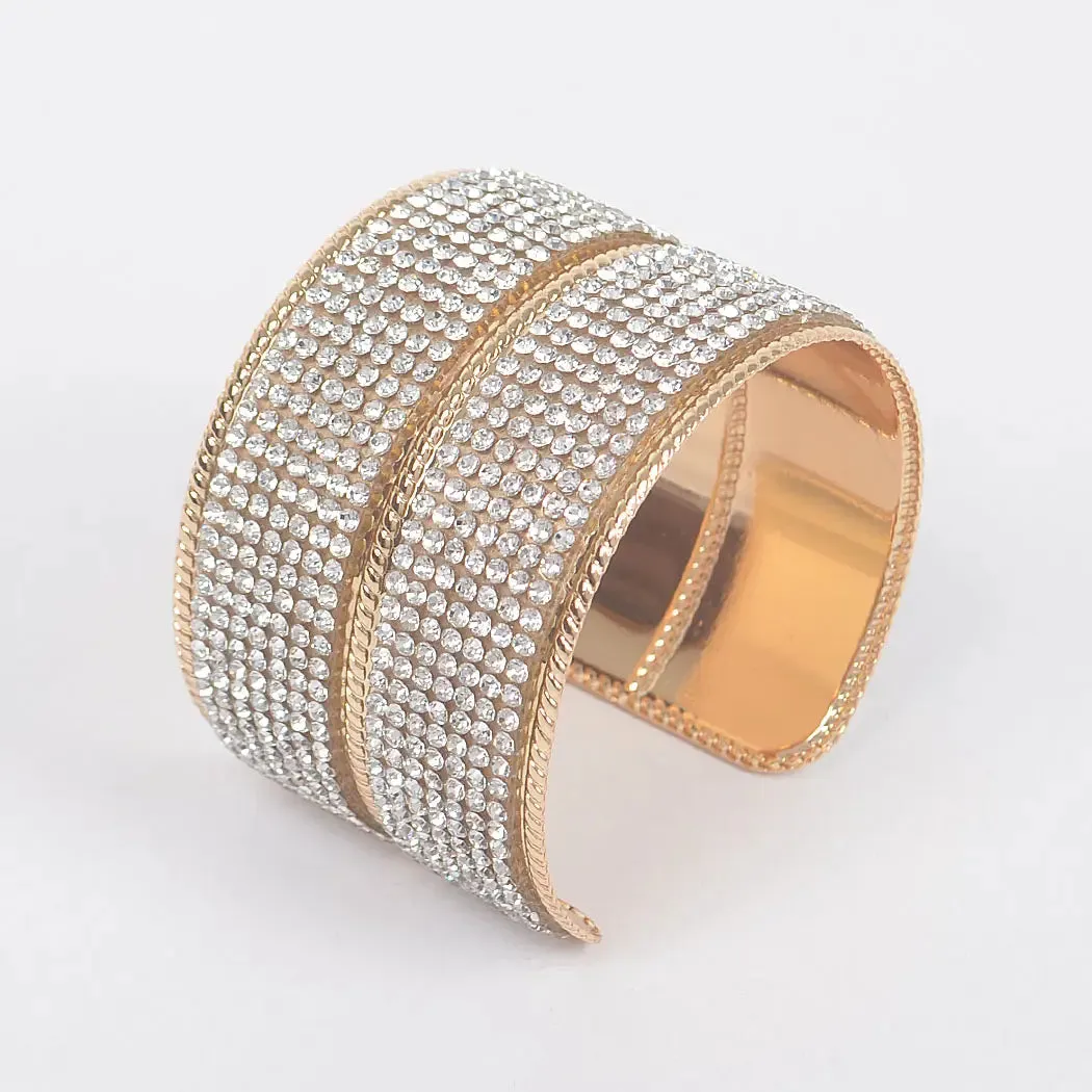 Gold Rhinestones Metal Cuff