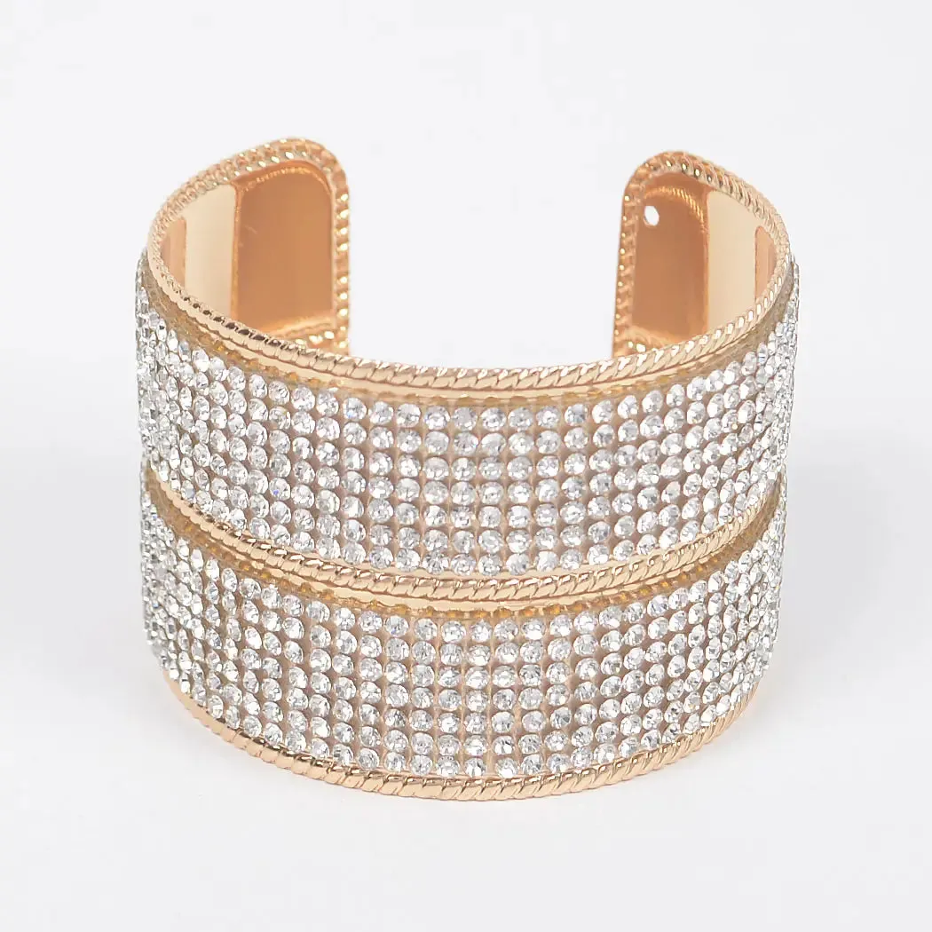 Gold Rhinestones Metal Cuff