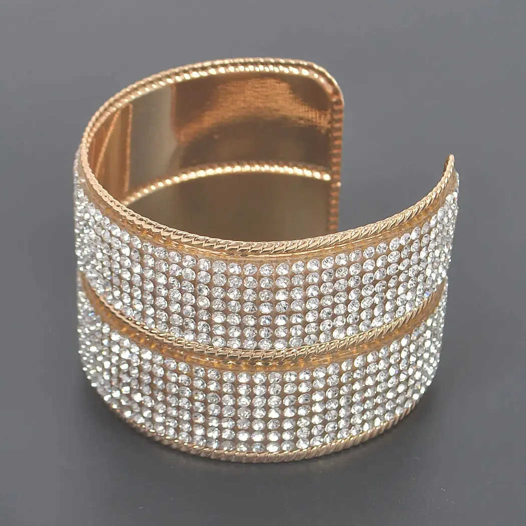 Gold Rhinestones Metal Cuff