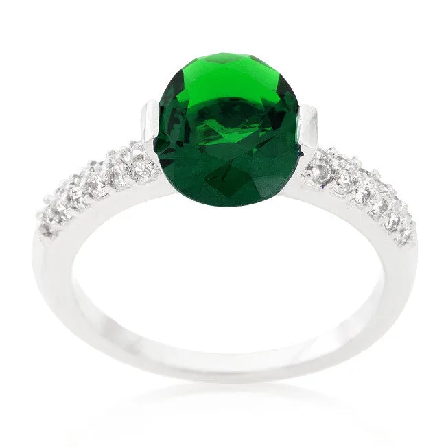 Harla 2(ct) Emerald Green Oval Solitaire Ring | 3ct