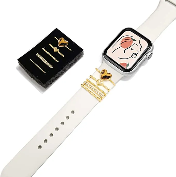 Hearts Gold Decorative Charms for Apple Watch Band