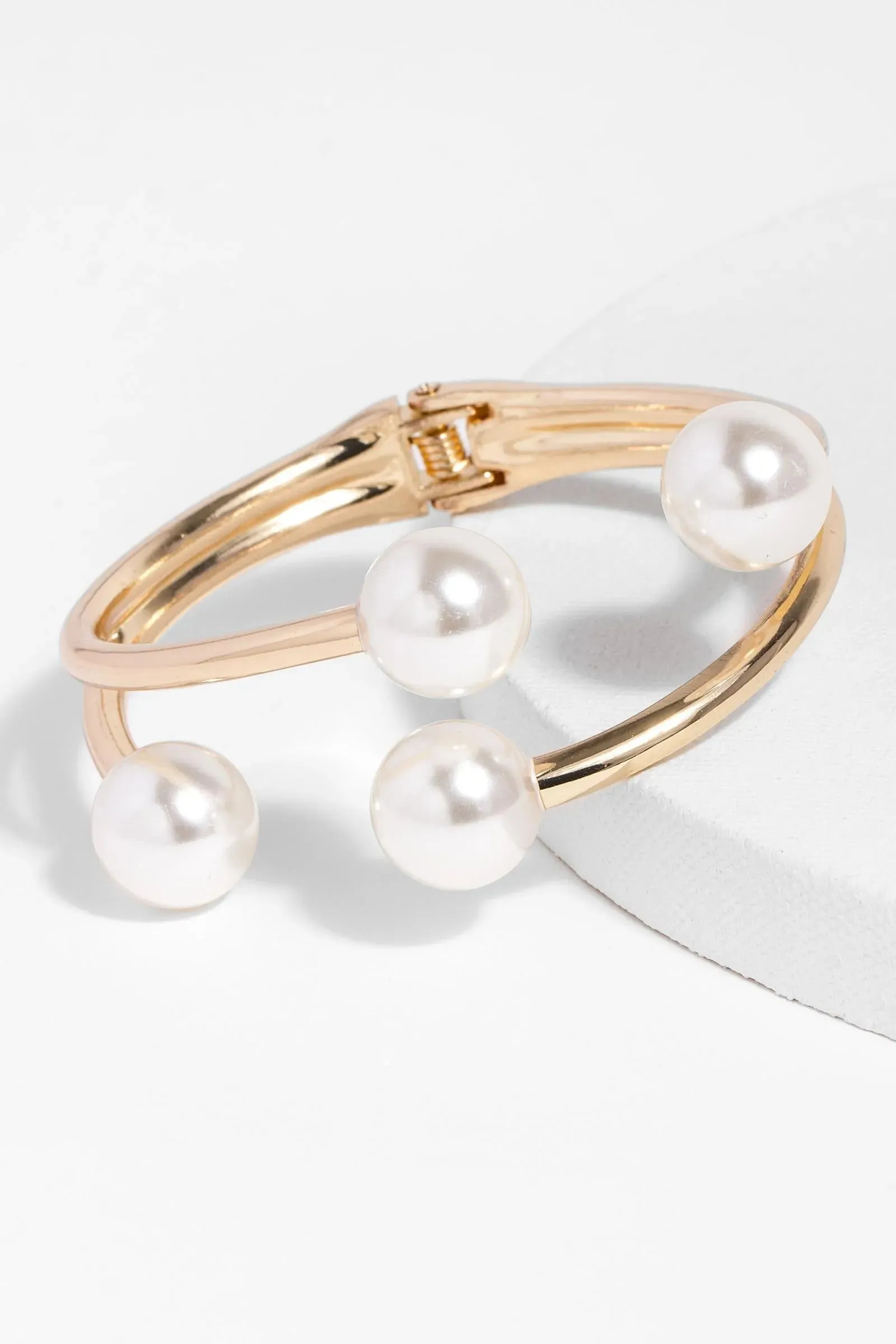 Hinged Pearl Cuff Bracelet