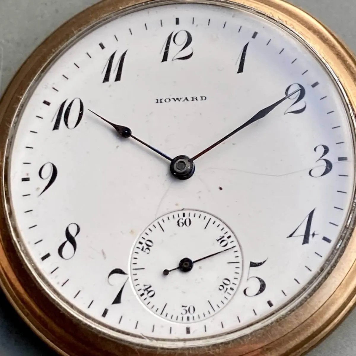 Howard Pocket Watch Antique Manual Gold Case 48mm Vintage Open Face