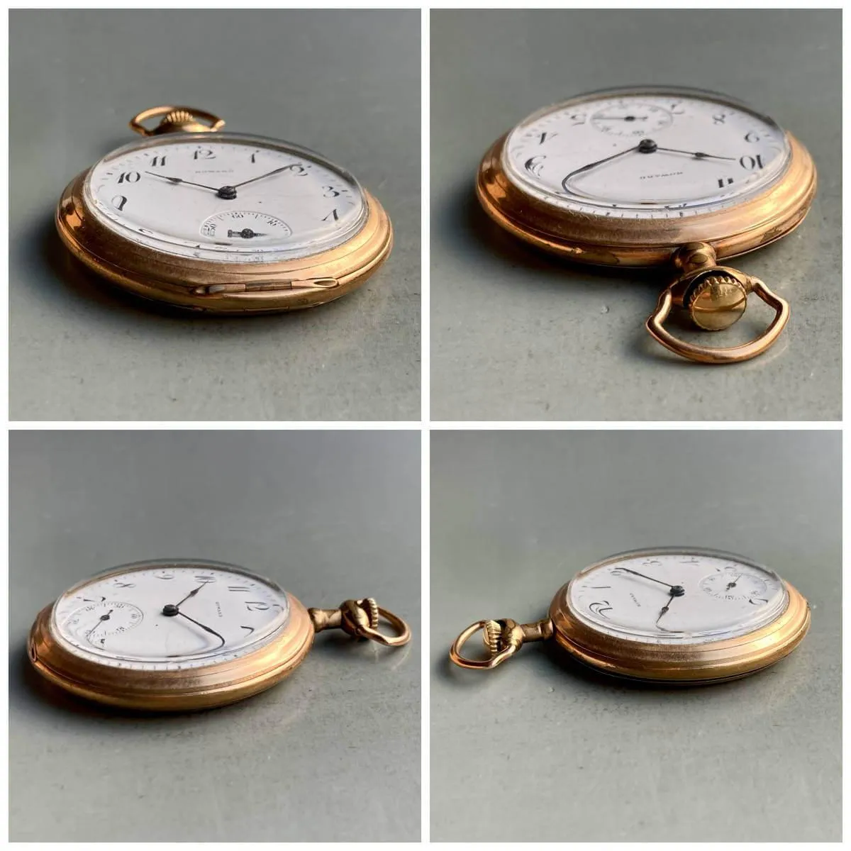 Howard Pocket Watch Antique Manual Gold Case 48mm Vintage Open Face