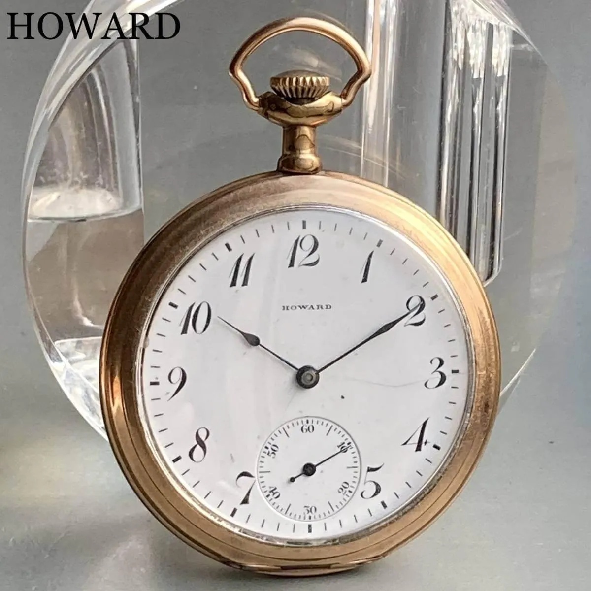 Howard Pocket Watch Antique Manual Gold Case 48mm Vintage Open Face