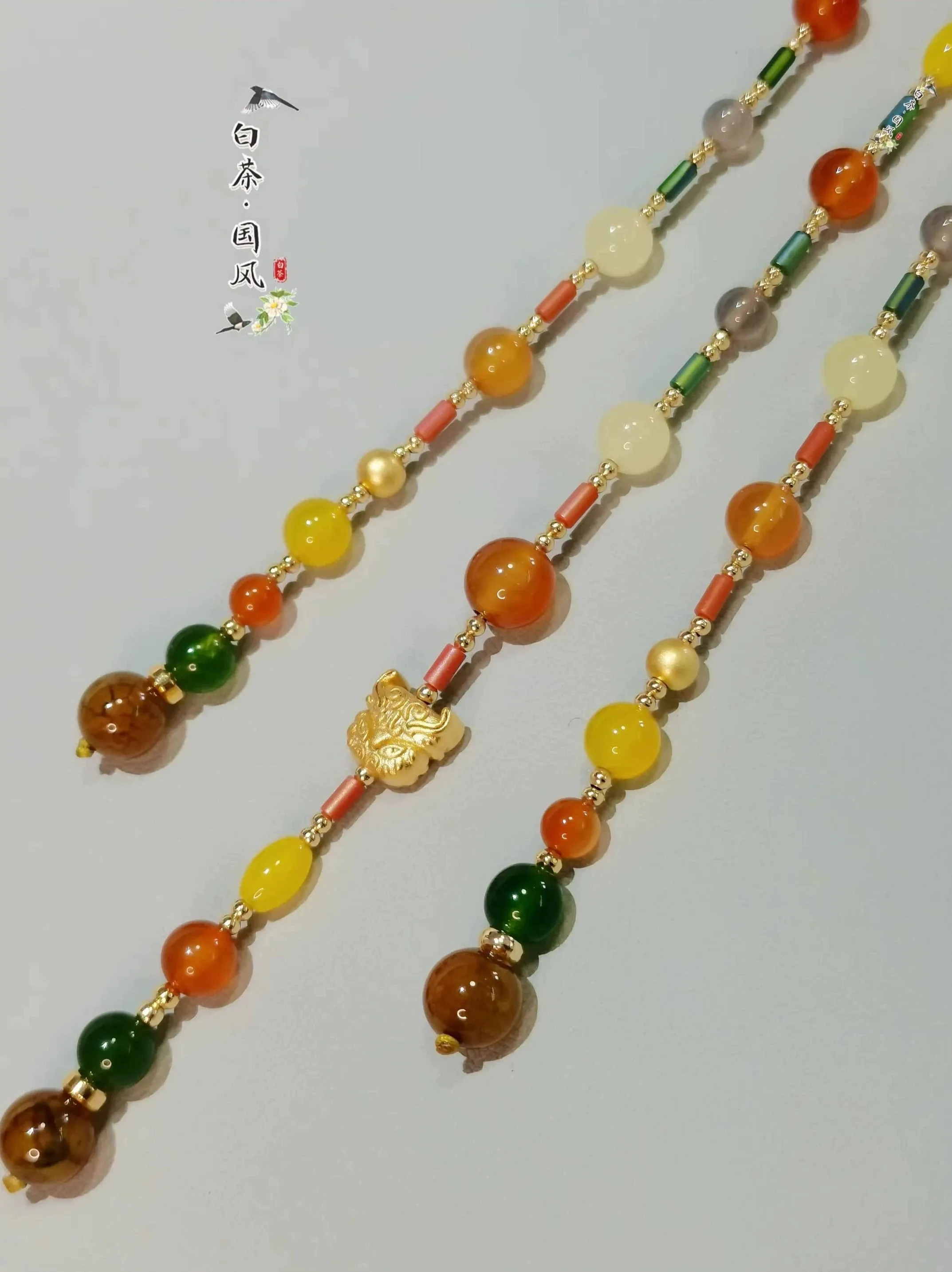 Huang Yu 替玉 Yellow Jade Warring States Restoration Unisex Back Cloud Necklace