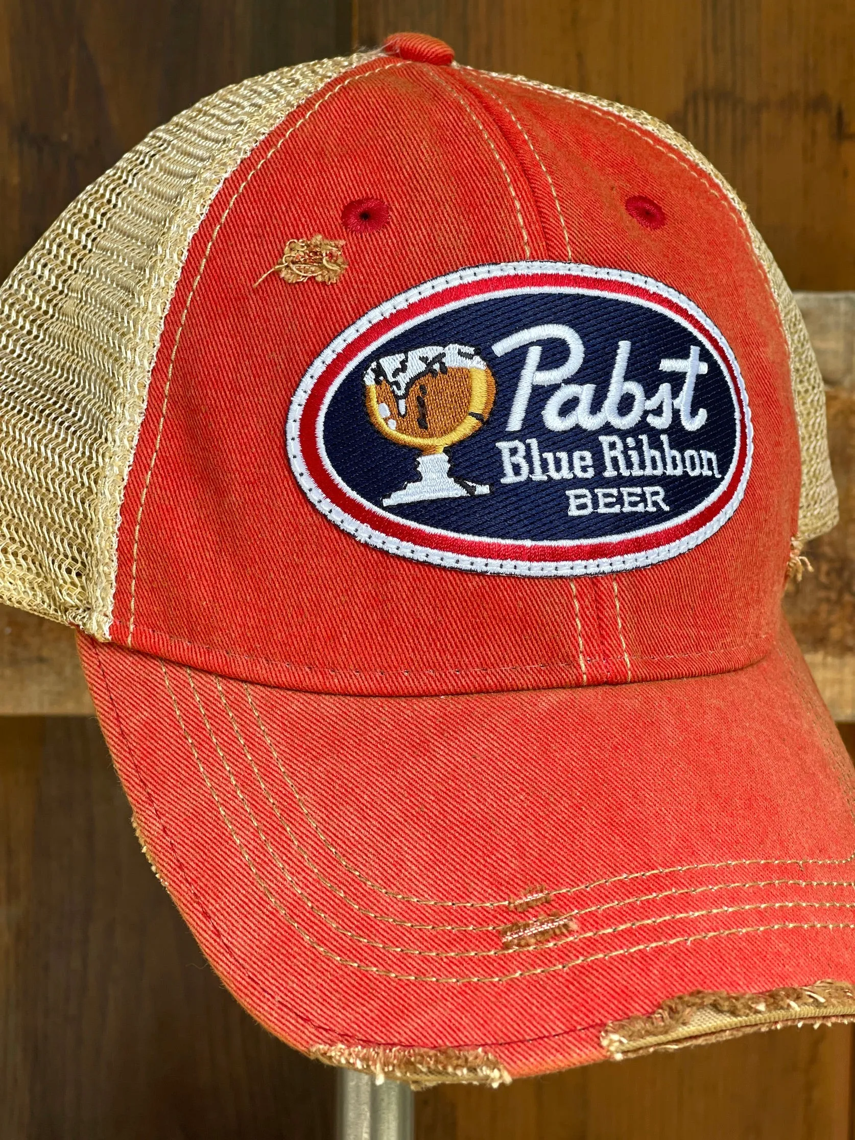 Ice Cold Pabst Retro Hat- Distressed Red