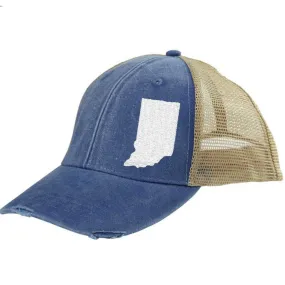 Indiana  Hat | Distressed Snapback Trucker | state cap | many color choices