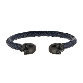 Inox Blue Leather Weave Bracelet