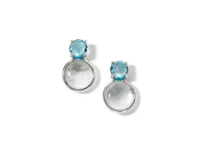 Ippolita "Rock Candy" Luce Collection Swiss Blue Topaz Small Snowman Post Earrings in Sterling Silver