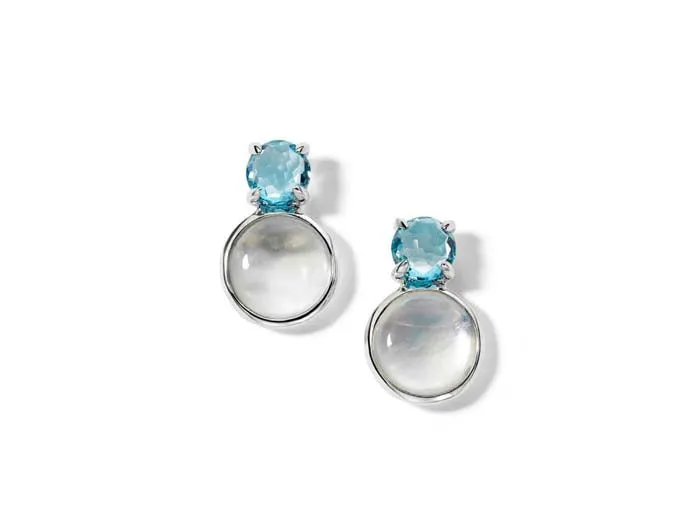 Ippolita "Rock Candy" Luce Collection Swiss Blue Topaz Small Snowman Post Earrings in Sterling Silver