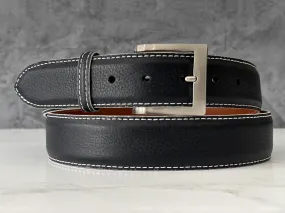 Italian Pebble Grain Calf Belt: Black