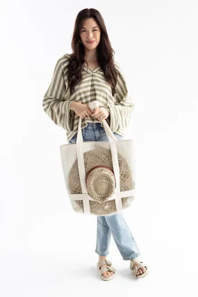 Ivory Canvas Hat Holder Tote Bag