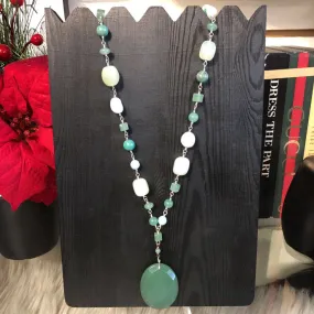 JADE 925 STERLING SILVER LONG BEADED NECKLACE