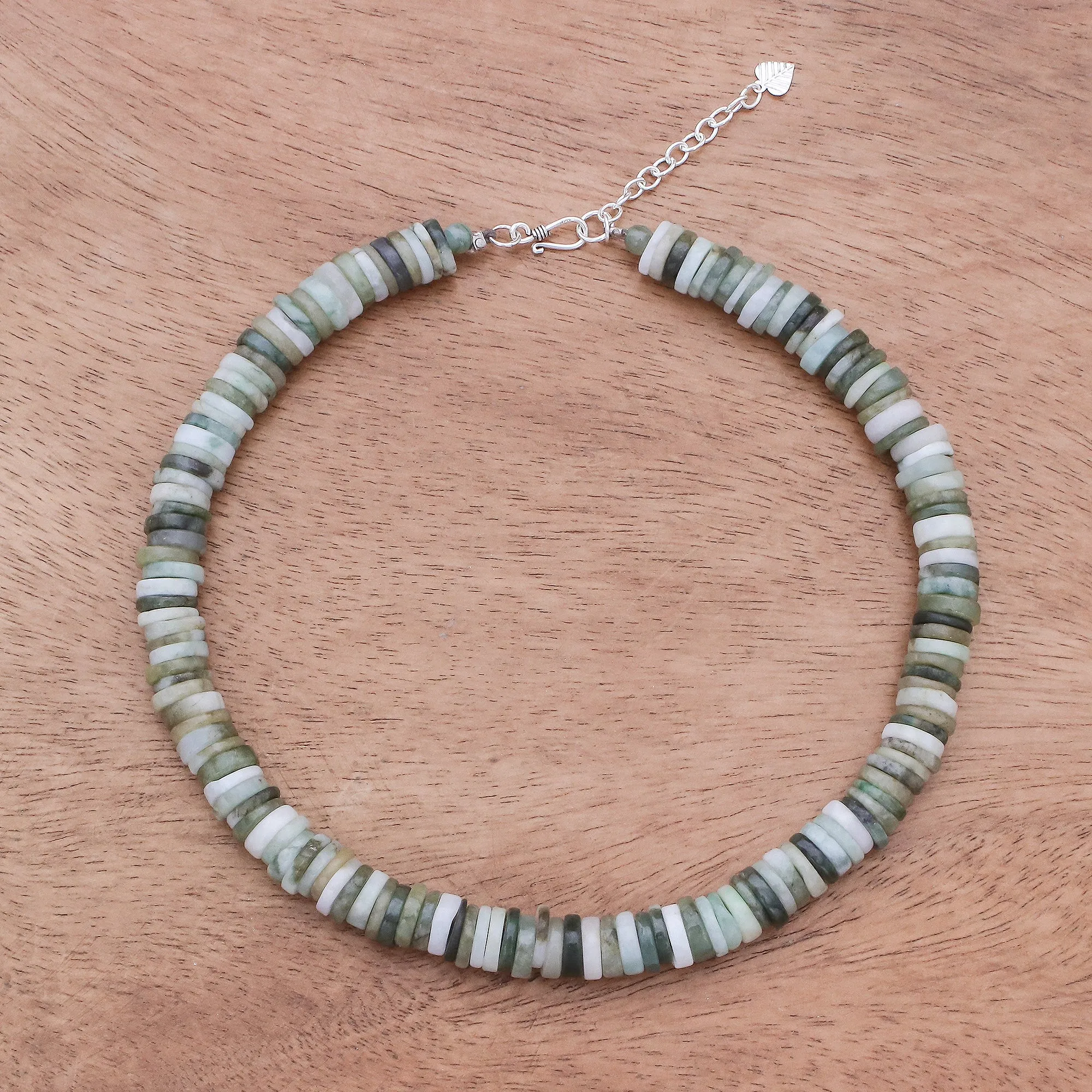 Jade Beaded Necklace in Green from Thailand - Elegant Stones in Green | NOVICA