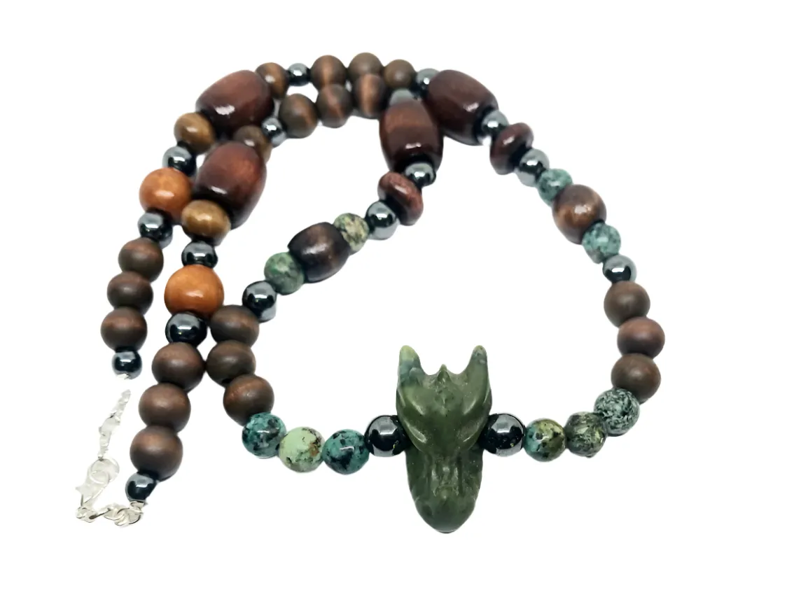 Jade Crystal Dragon Head Necklace