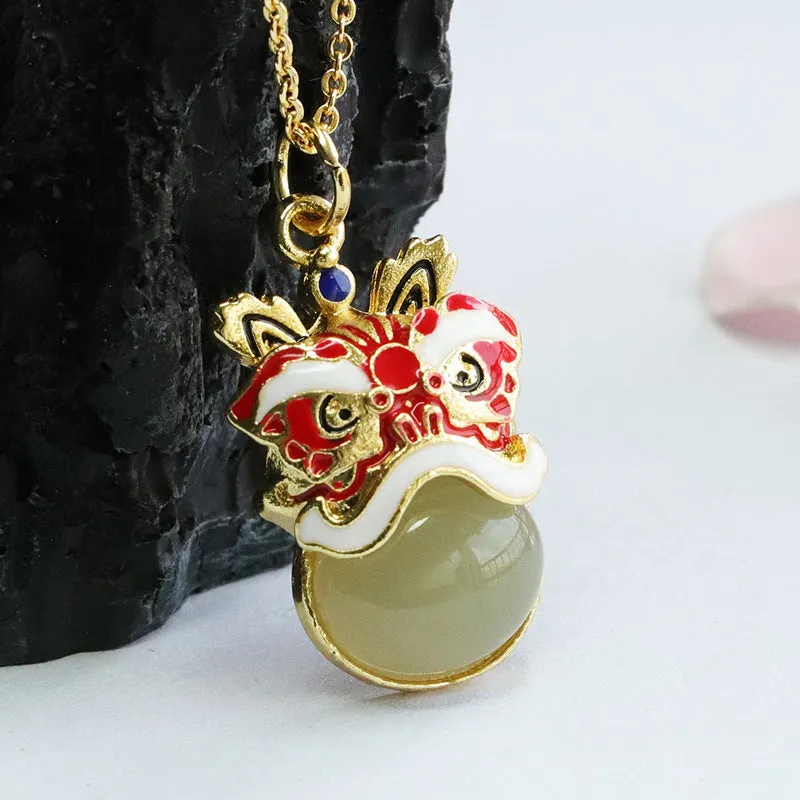 Jade Lion Rising Pendant Inspired by Chinese Aesthetics