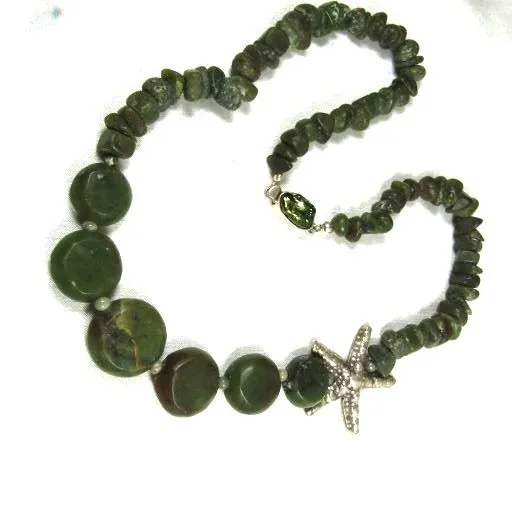 Jade Nugget & Coin  Necklace