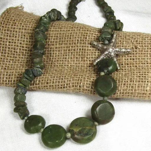 Jade Nugget & Coin  Necklace