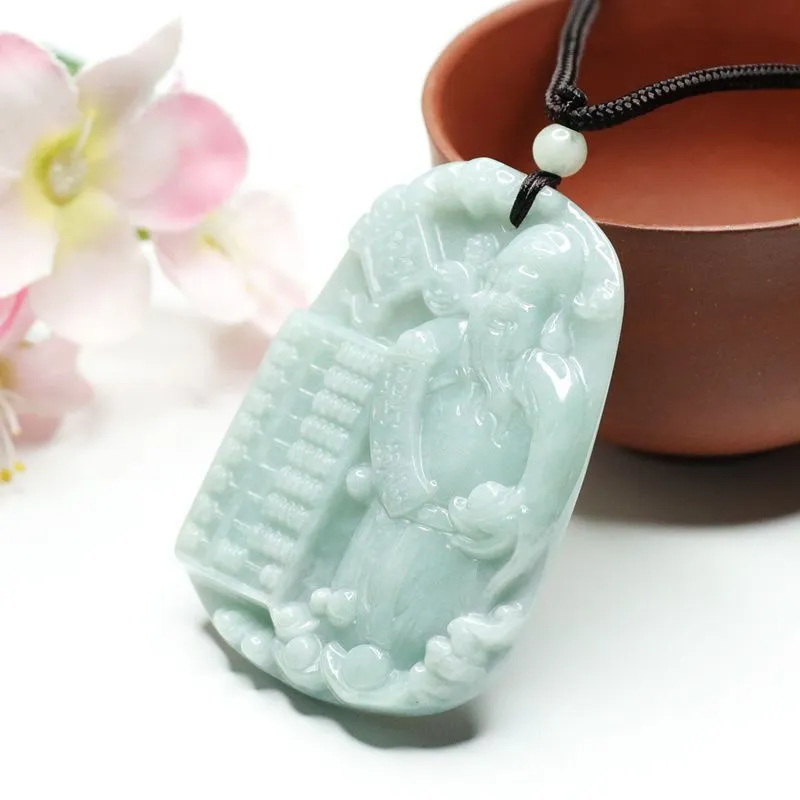 Jade Prosperity Pendant with Sterling Silver Chain