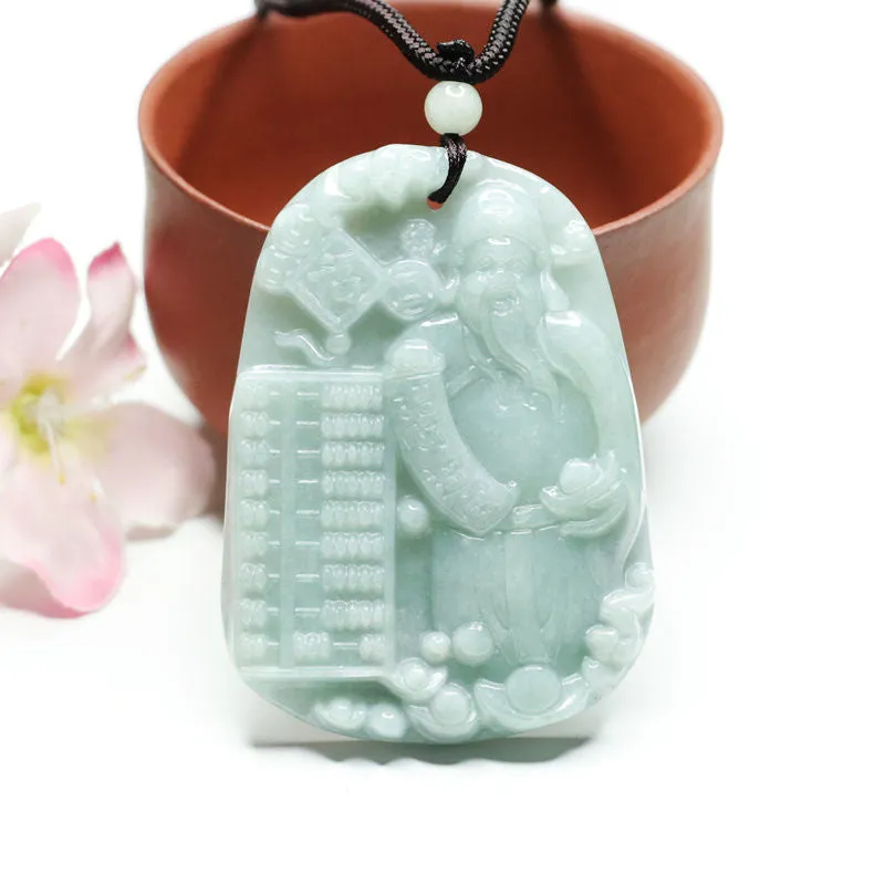 Jade Prosperity Pendant with Sterling Silver Chain