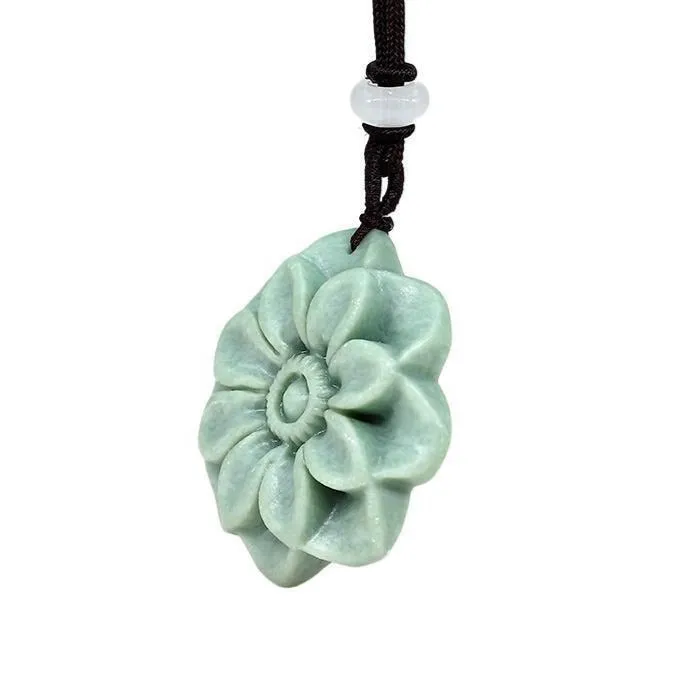 Jade Sunflower Pendant Necklace