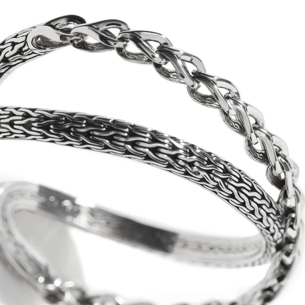 John Hardy Asli Classic Chain Sterling Silver 21.5mm Medium Cuff Bracelet