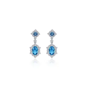 Lafonn Simulated Diamond & Blue Topaz Oval Halo Earrings E0593BTP