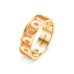 L’Arc de DAVIDOR Ring MM, 18k Yellow Gold with Zeste Lacquered Ceramic and Porta Simple Diamonds