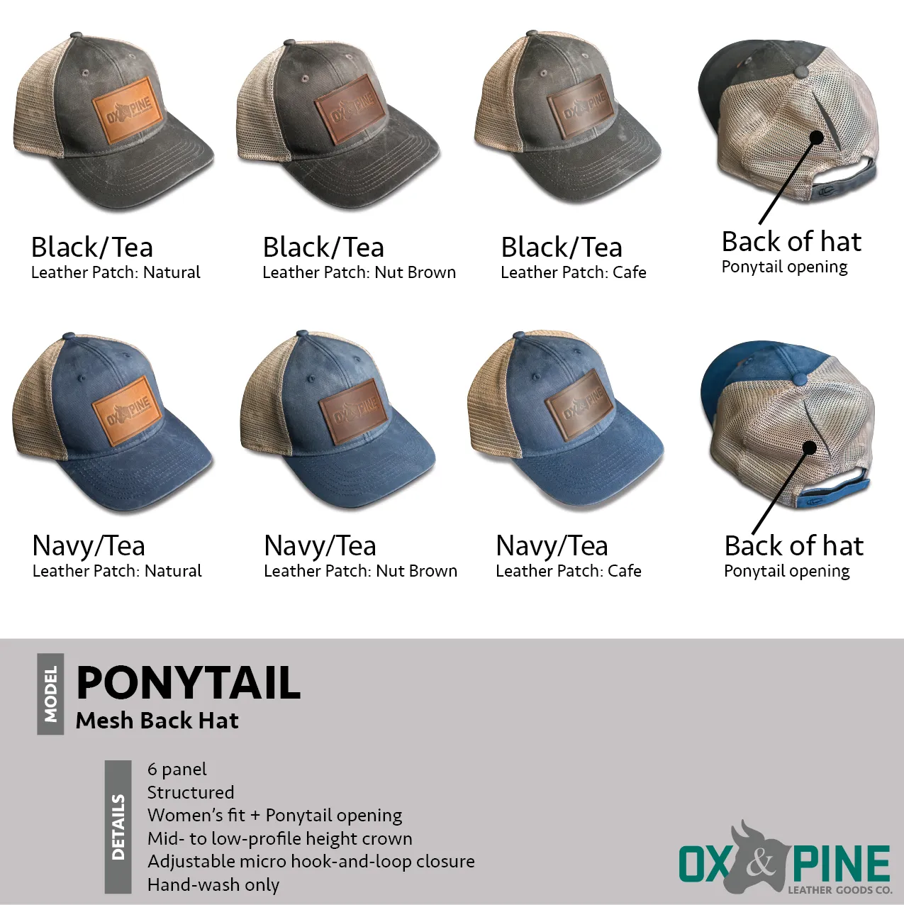 Leather Patch Ponytail Style Hat - Arizona Stamp