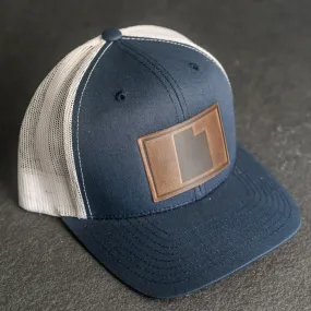 Leather Patch Trucker Style Hat - Utah Stamp