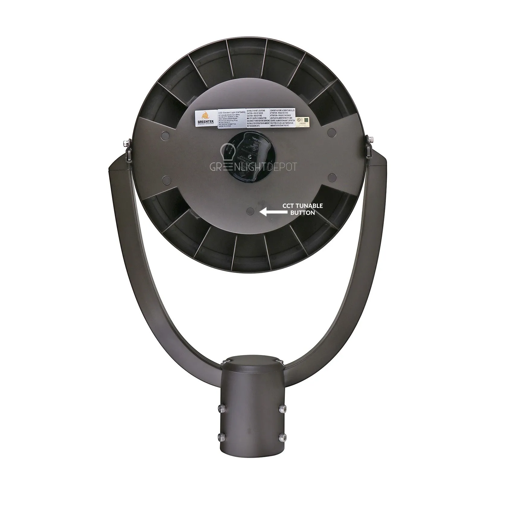 LED Post Top Light - Selectable Color Temperature - 35W - Black - Shorting Cap